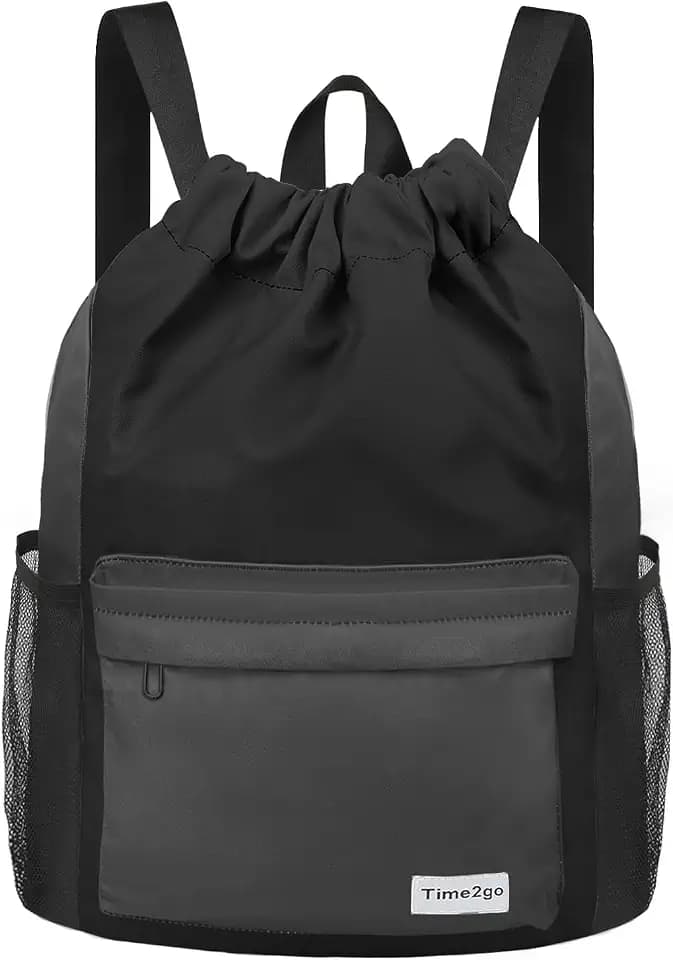 Waterproof Drawstring Backpack Sports Gym Sackpack with Mesh Pockets Water-Resistant String Cinch Beach Bag for Men Women