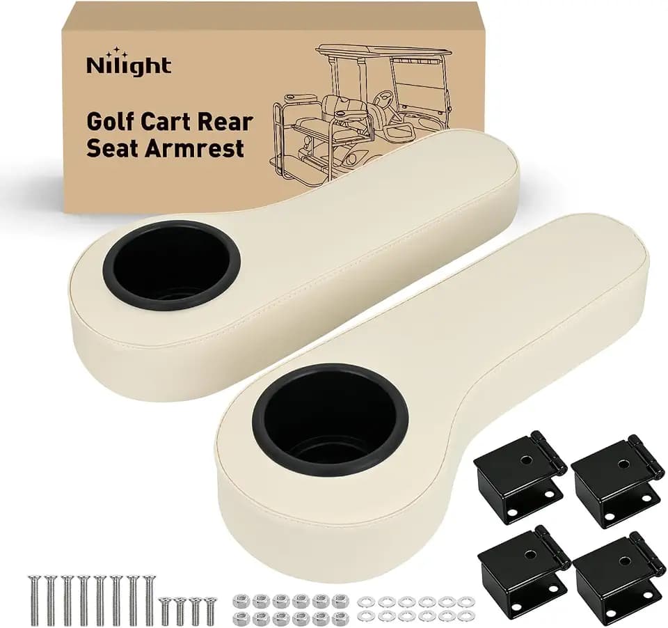 Nilight Golf Cart Armrests 2PCS Beige Flip Stand Cup Holder