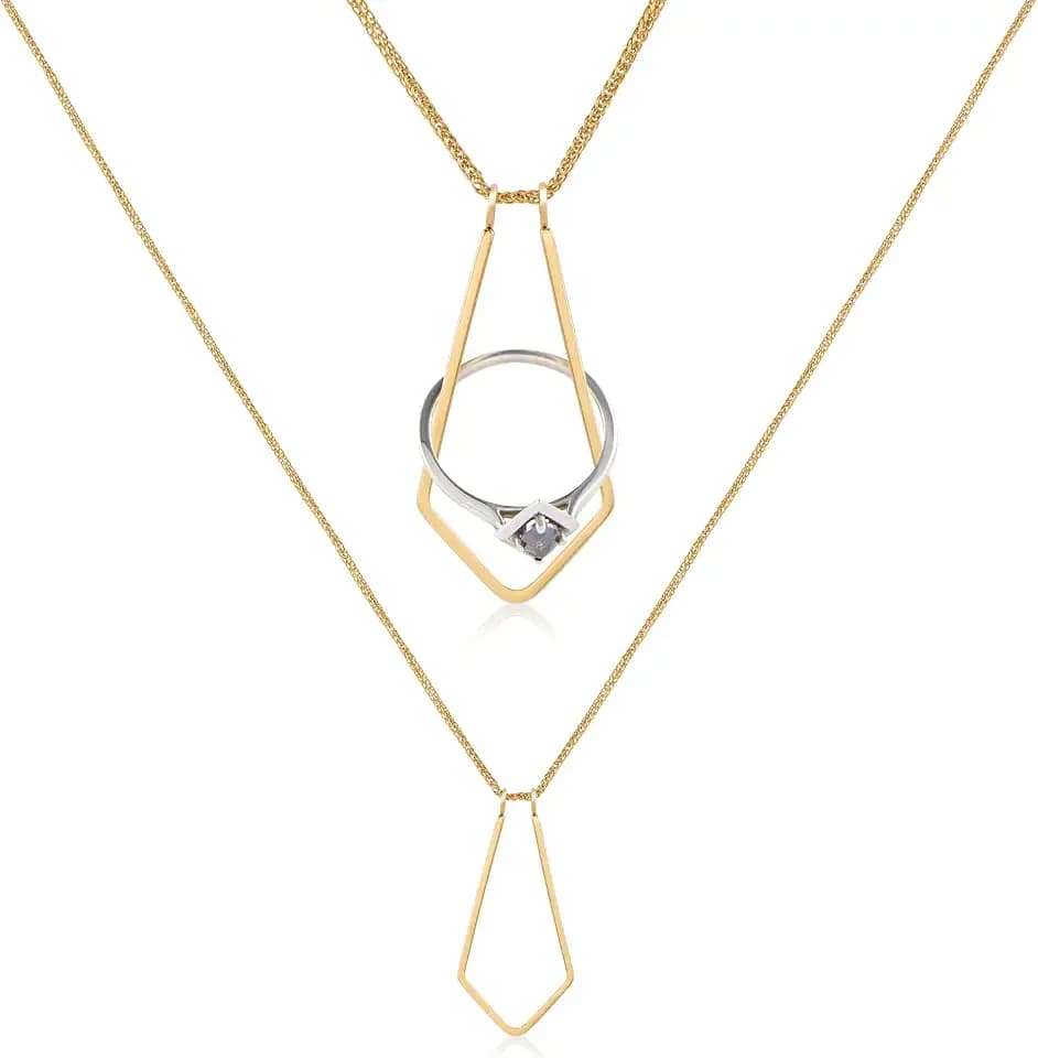 Pixie Wing Nordika Ring Keeper for Women, 18K Gold-Plated Wedding and Engagement Ring Holder Necklace, 17.7" chain with 4" extender
