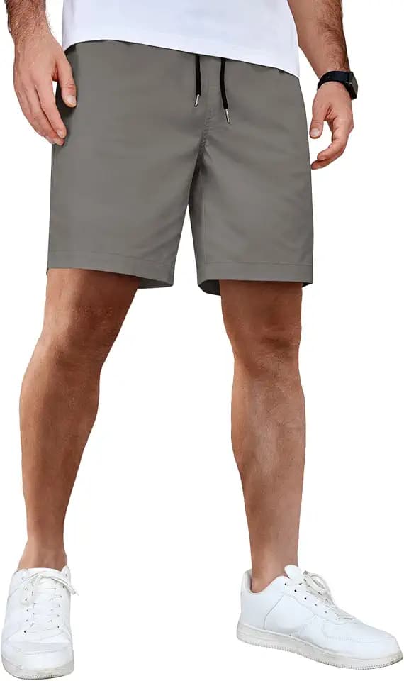 COOFANDY Mens Casual Shorts Elastic Waist 7 Inch Drawstring Summer Shorts