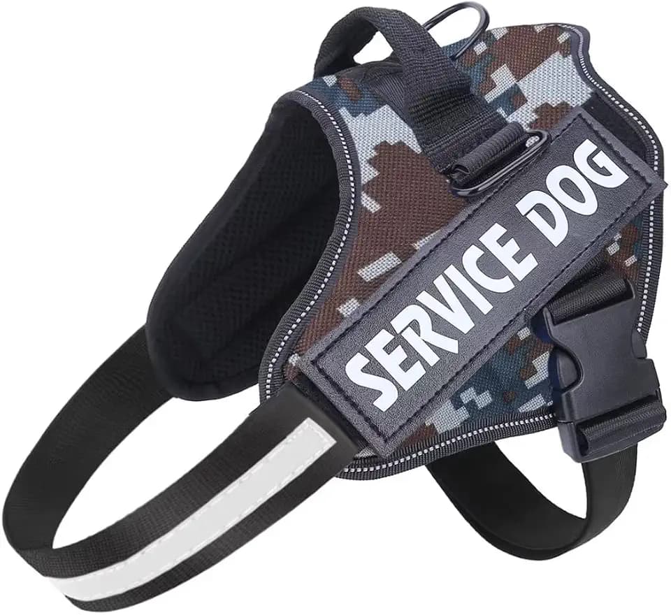Hundegeschirr, gegen Ziehen, atmungsaktiv, verstellbar Spaziergeh-Trainings-Hilfe, Brustgeschirr, für Draußen, einfache Kontrolle für mittelgroße, kleine, große Hunde, S, Blau-Camouflage