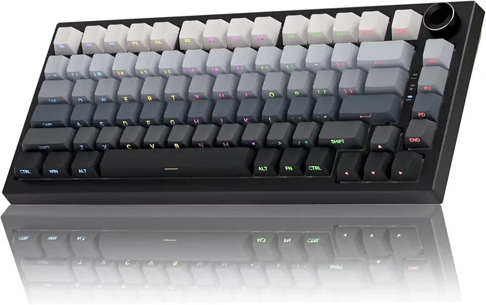 Gurjot Cream 75% Hot-Swappable Mechanical Keyboard, Tri-Mode BT5.1 2.4G USB-C Wireless Bluetooth Gaming Keyboard, RGB Backlit 8000mAh Battery, Gradient PBT Keycaps for Windows Mac