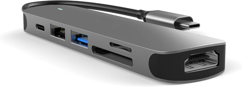 MMOBIEL USB-C Adapter Hub - 6-in-1 Mit HDMI 4K, USB-A 3.0, USB-A 2.0 und SD/TF Kartenleser - Multiportadapter für MacBook, iPad Air/Pro, Dell, HP, Samsung Galaxy - Aluminium
