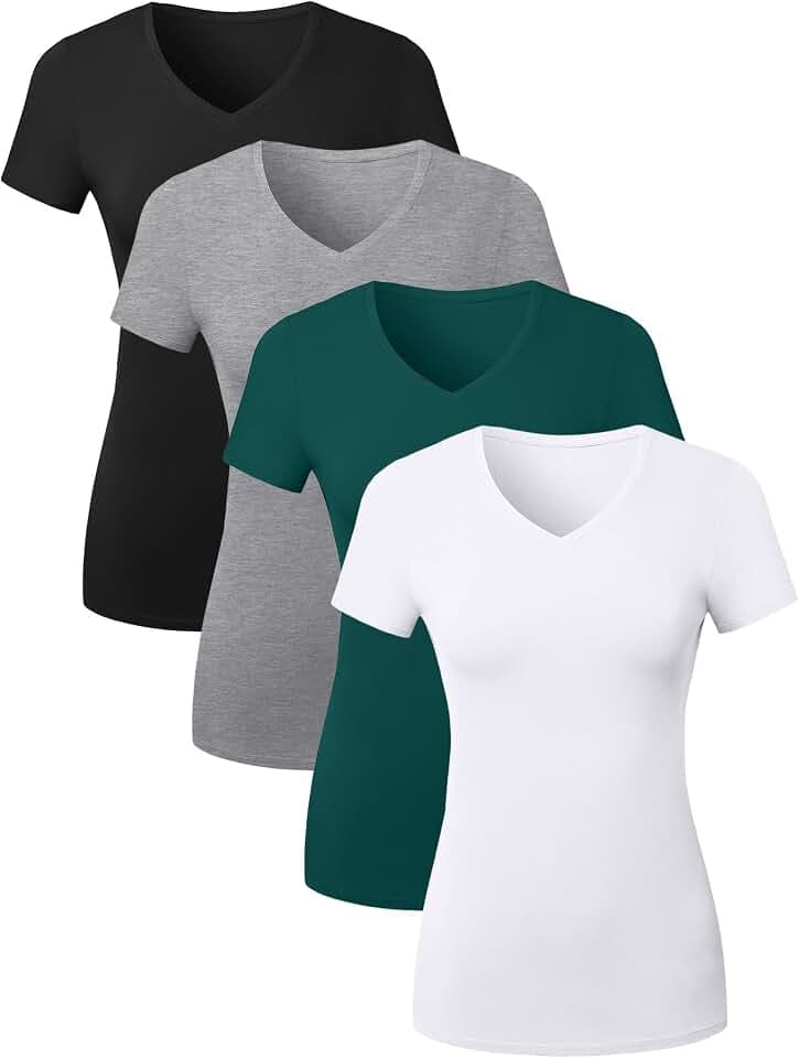 Women's Cotton V-Neck T-Shirt Basic Tee Top