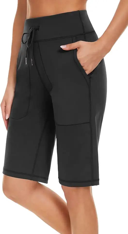 Women's Bermuda Long Shorts 12" Knee Length Running Shorts Pockets