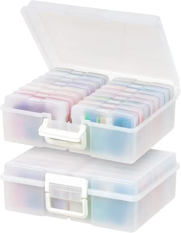 IRIS USA Photo Storage Box |Made in USA| 16 Cases - (2-Pack) - Pearl
