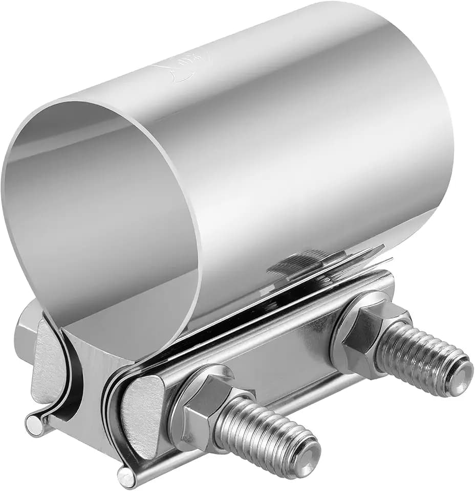 EVIL ENERGY 2.5 Inch Exhaust Clamp, Butt Joint Band Clamp Sleeve Coupler Stainless Steel for 2 1/2" OD Pipes, Mufflers, Catalytic Converters 2PC