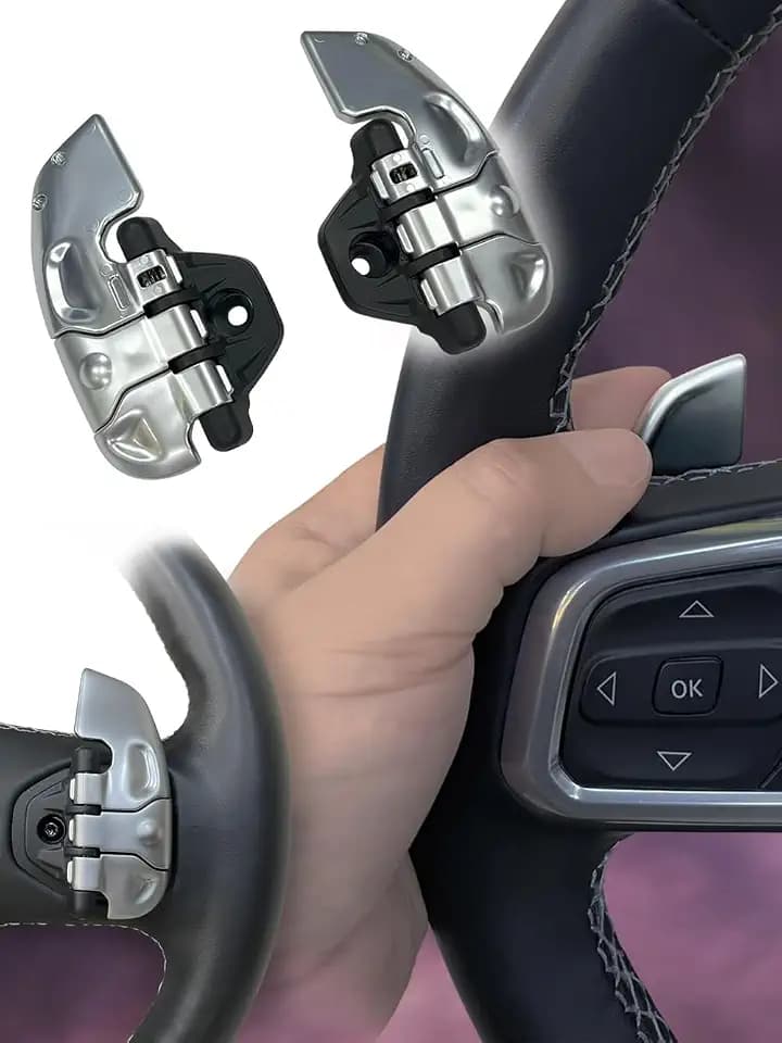 AZUTO Paddle Switch Extenders for Jeep Wrangler JL 2018-2026 Gladiator JT, Steering Wheel Switch Extensions Chrome, Screw On Easy Install, Note No Shift Change Function