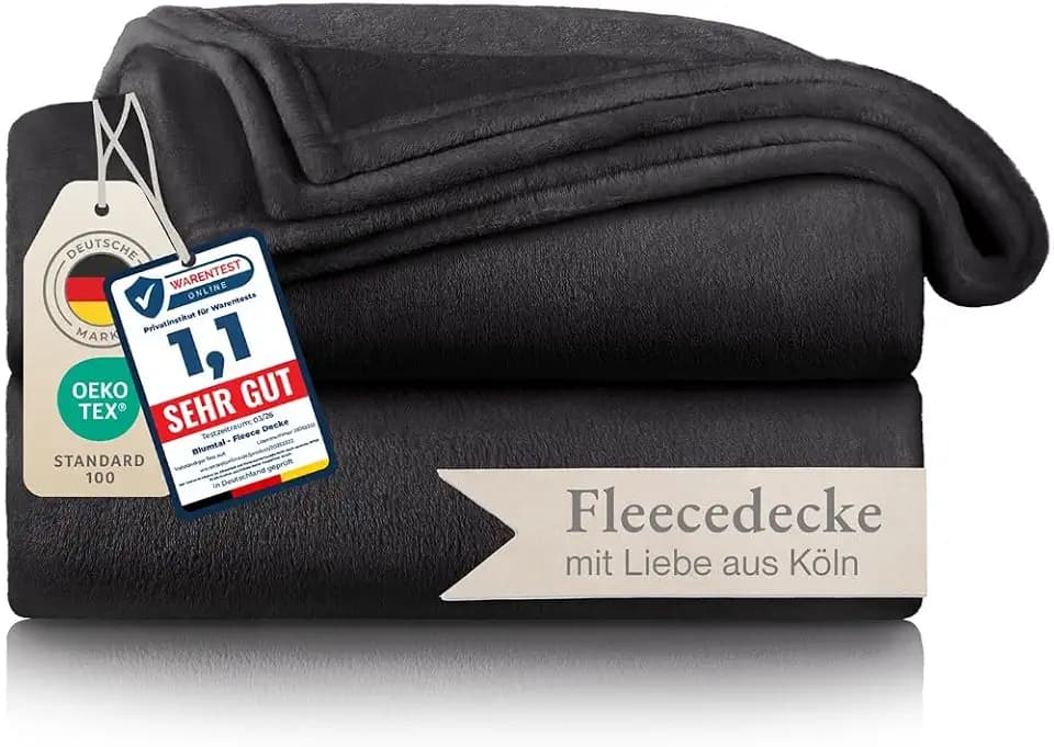 Blumtal Kuscheldecke flauschig - Oeko-TEX zertifizierte Fleecedecke 150x200 cm - Wohndecke 150x200 cm - Decke Couch Wohn- & Kuscheldecke - Flauschdecke/Fliesdecken - Anthrazit