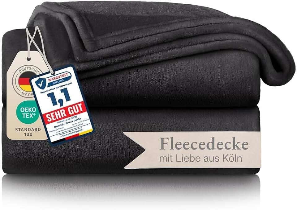 Blumtal Fleecedecke 270x230 cm - Oeko-TEX zertifizierte Kuscheldecke - Wohndecke 270x230 cm - Decke Couch als Wohn- & Kuscheldecke - Flauschdecke - Decke Wohnzimmer/Fliesdecken - Anthrazit