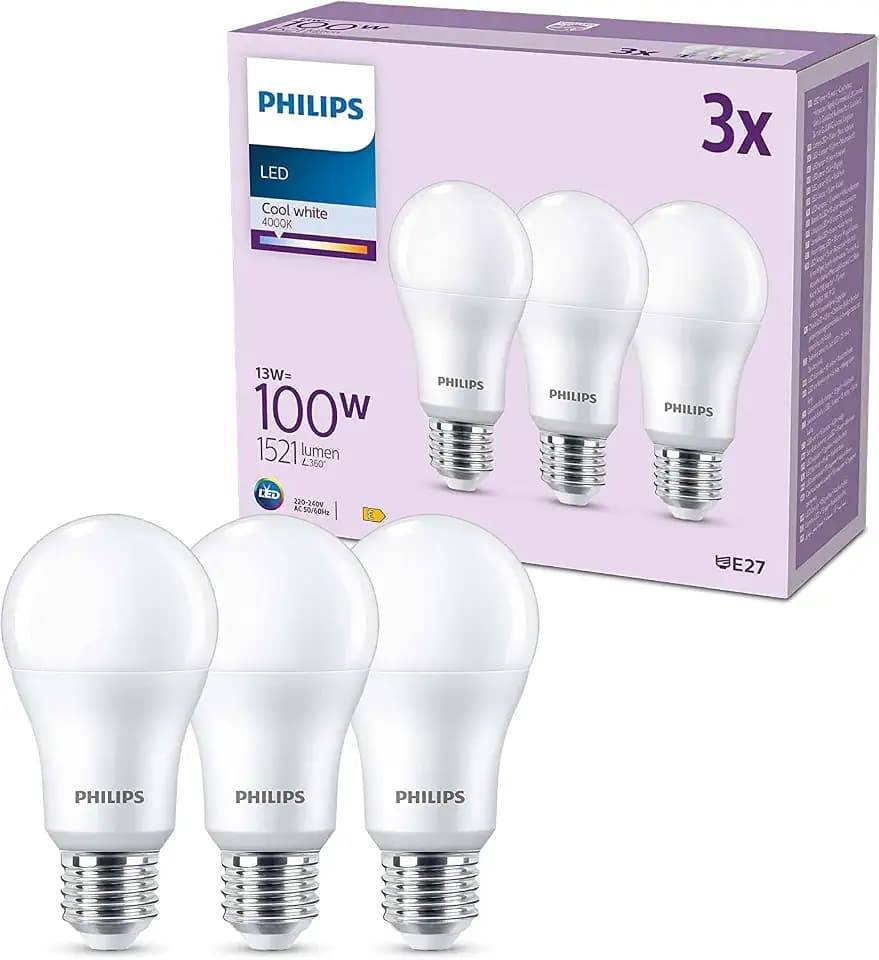 Philips LED Classic Lampe E27, Matt, 3er Pack