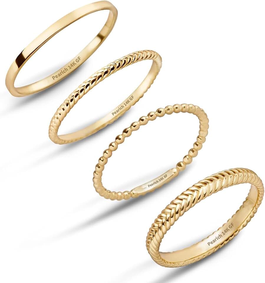 14K Gold Filled Rings for Women, Dainty Stacking Rings for Women