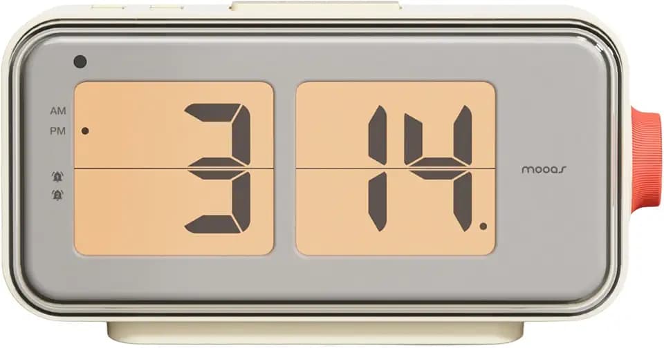 mooas Retro Flip Clock, Battery Powered, Alarm/Snooze, Wall/Desk (Cream)