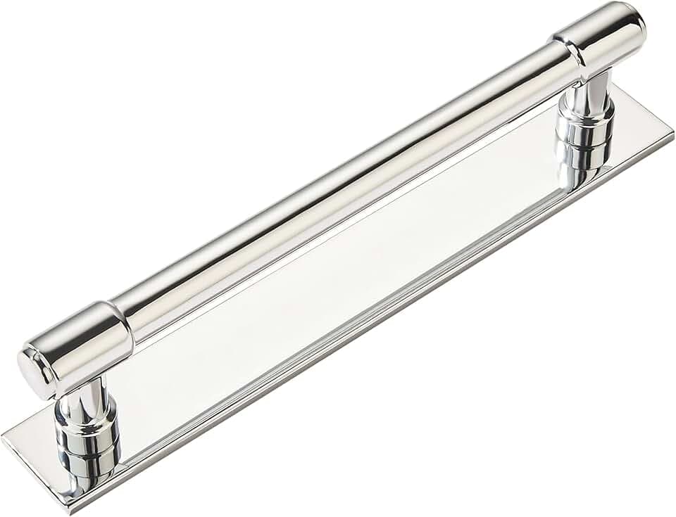 khtumeware 5 Pack 6 Inch（152 mm Center to Center Polished Nickel Cabinet Pull Backplate with Base Plate Zinc Solid Kitchen Cabinet Handles Drawer Pulls Cabinet Hardware