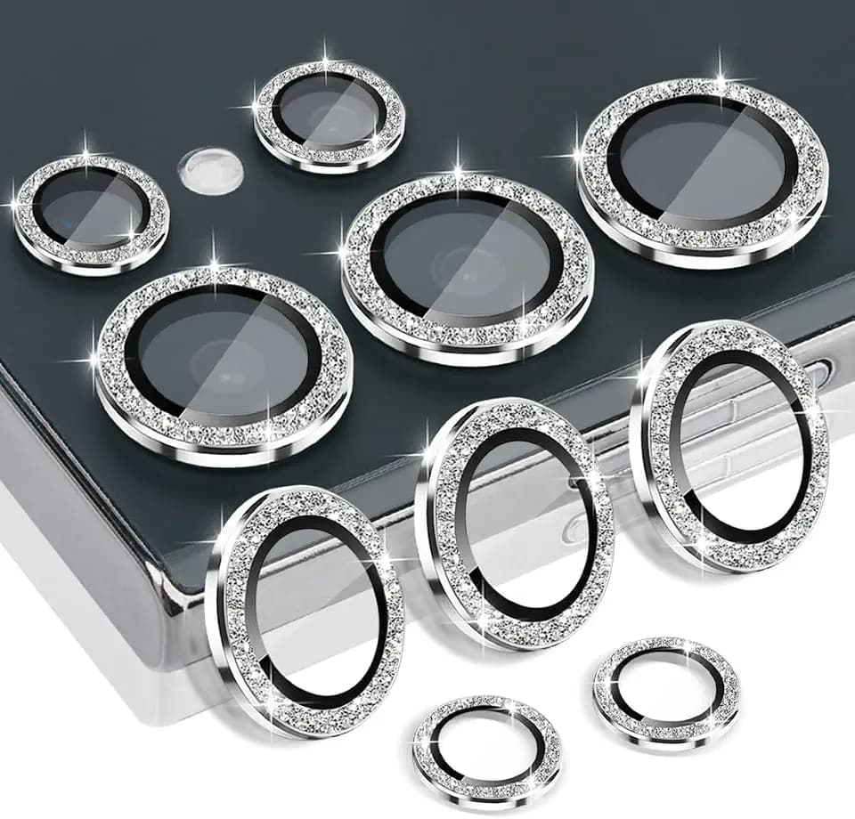 Camera Lens Protector for Samsung Galaxy S24 Ultra, Glitter Silver