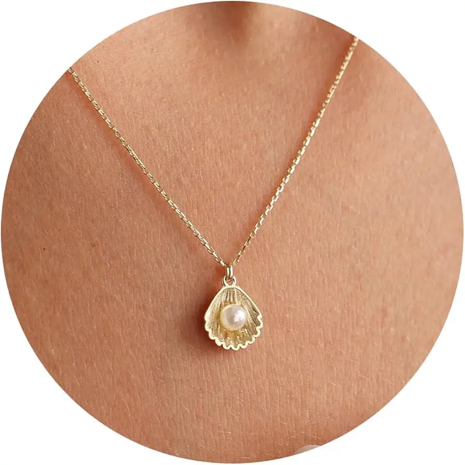 Plenky Gold Necklace for Women-14K Gold Plated Bow,Dragon,Shell, Palm Tree, Seahorse, Conch Shell,Sardines, Cowboy Boot,Bat,Bunny Pendant Beachy Jewelry for Women Gifts