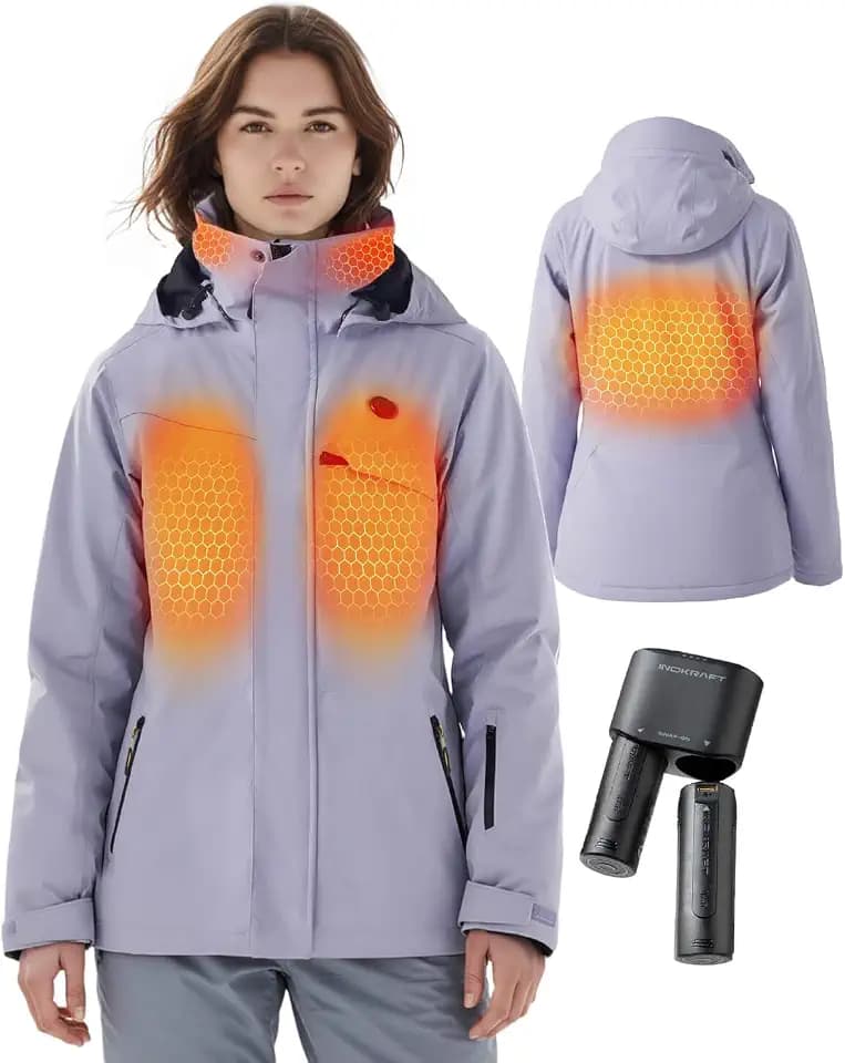 InoKraft Damen Heizjacke mit wiederaufladbarem Akku, wasserabweisende schlanke beheizte Jacke (inkl. USB-C-Kabel)