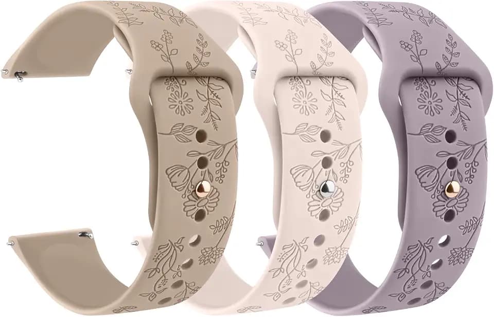Meliya Veryfit Smart Watch Bands, 22mm Watchbands for IDW13 IDW16 IDW19 IDW26 IDW28 Smartwatch, Floral Engraved Soft Silicone Rubber Sport Replacement Watch Strap for Veryfit
