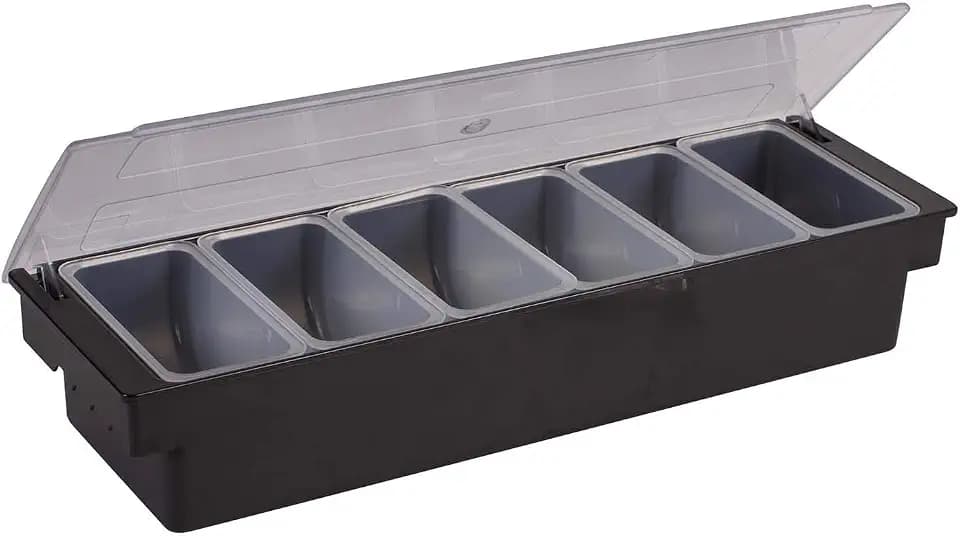 Winco 19 7/16" Black Plastic 6-Compartment Condiment Holder