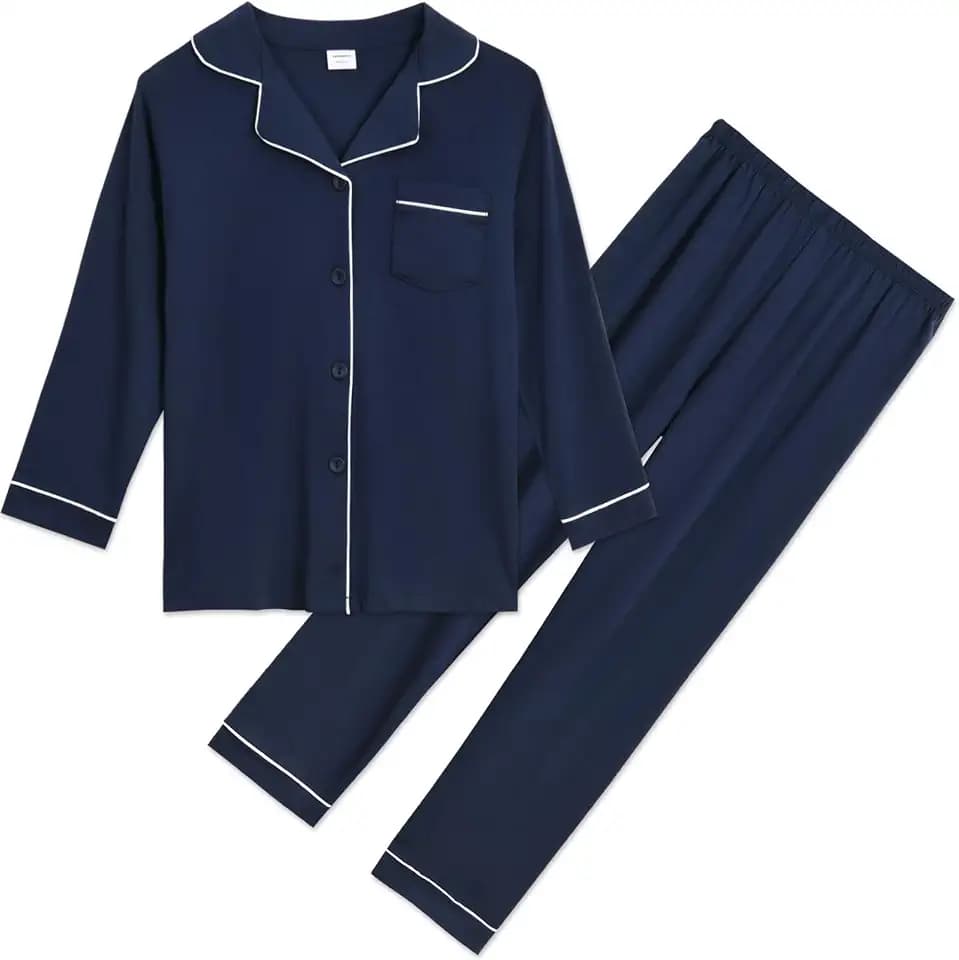 Aablexema Unisex Kids Pajamas Set Button-Down Long Sleeve for Boys Girls
