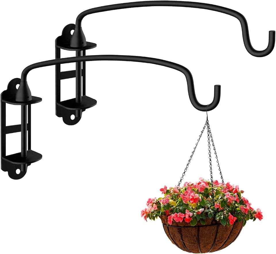 12 Inches Plant Hanger Bracket Wall Mounted Hooks for Hanging Bird Feeder, Flower Bracket, Anti Rust Metal Lanterns (2)