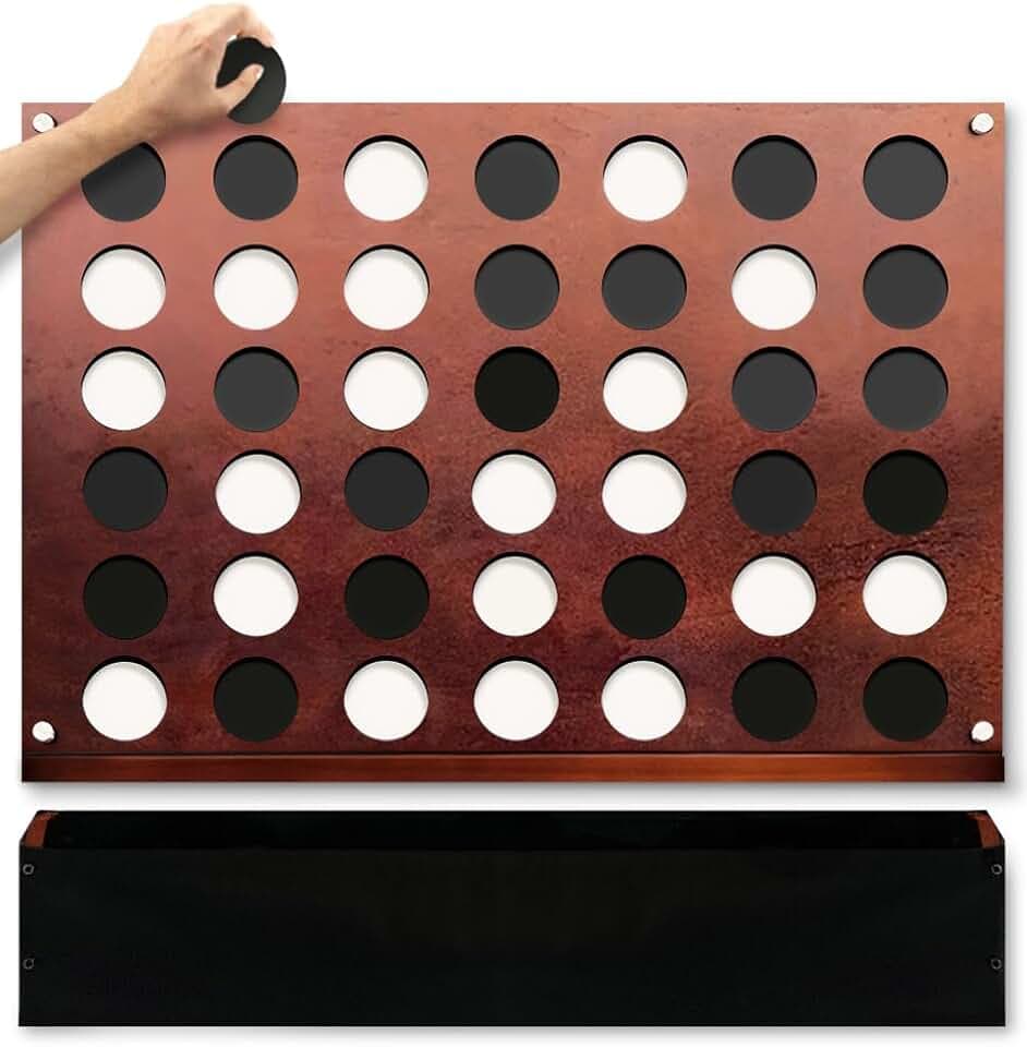 Swooc Games® - Wall Mounted Giant 4 in A Row - 60% Quieter - Jumbo Size Wall Games - Game Room Game, Accessories and Decor - Garage and Basement Decor - Large Connect - Four in a Row for Kids & Adults