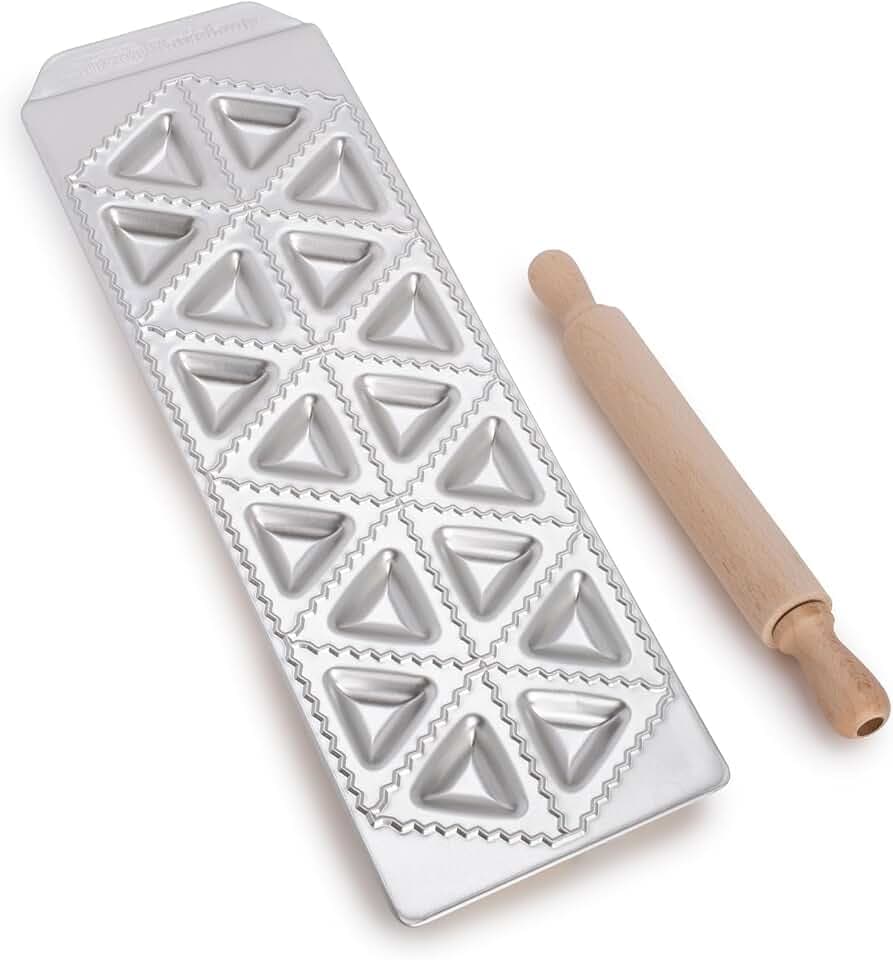 Imperia Raviolamp Classica Linie. Ravioliformen. 100% Made in Italy. Zubehör für Nudelmaschinen. Aluminium-Nudelschneider für frische Pasta. Mit Nudelholz.
