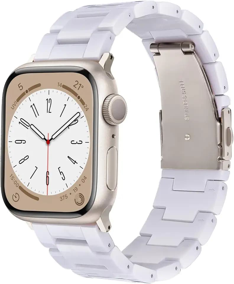 V.R.HOPE Resin Apple Watch Band for Women, Featherlight, White starlight