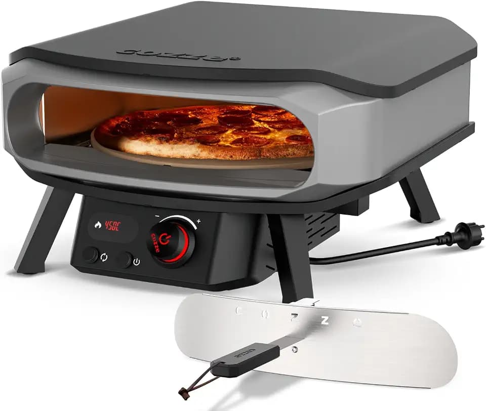 cozze® 17" PREMIUM ROTATE Pizzaofen Elektrisch mit Drehstein inkl. Regler und 2 m. Stecker, 230V – Perfekt für knusprige Pizzas
