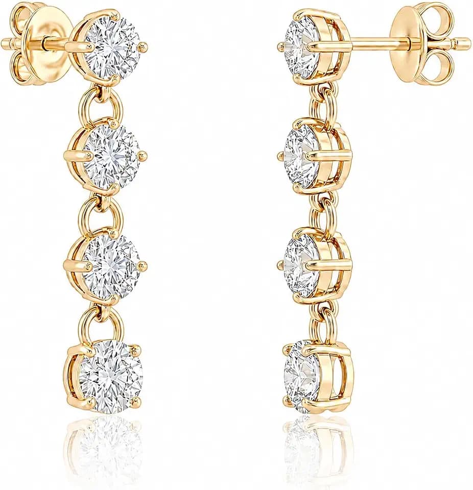 Mchic Dangle Earrings for Women: 18K Gold Plated CZ Drop Earrings Dainty Trendy Hypoallergenic Teardrop Bridal Wedding Style, Sparkly Elegant Dangling Jewelry Gift for Women Bridesmaid Prom Formal
