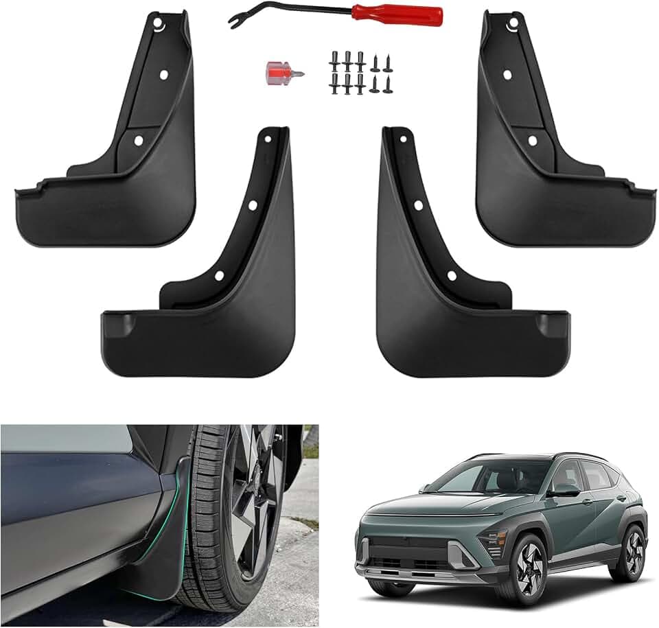 GAFAT Kompatibel mit Hyundai Kona SX2 2024 2025 2026 Schmutzfänger, Kona SX2 EV Hybrid Zubehör Kotflügel Vorne und Hinten, Mud Flaps Spritzschutz Auto ABS Kunststoff, Muss Bohren (4 Stück)