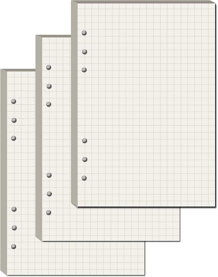 3 Packungen A5 Papier Kariert 180 Blätter Ringbuch A5 Nachfüllbar