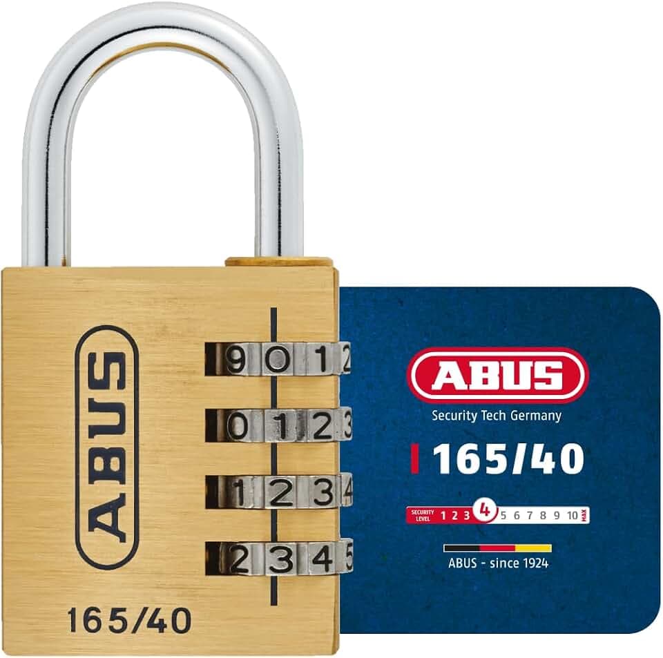 ABUS Zahlenschloss 165/40 - Vorhängeschloss aus Messing, 4-stellig