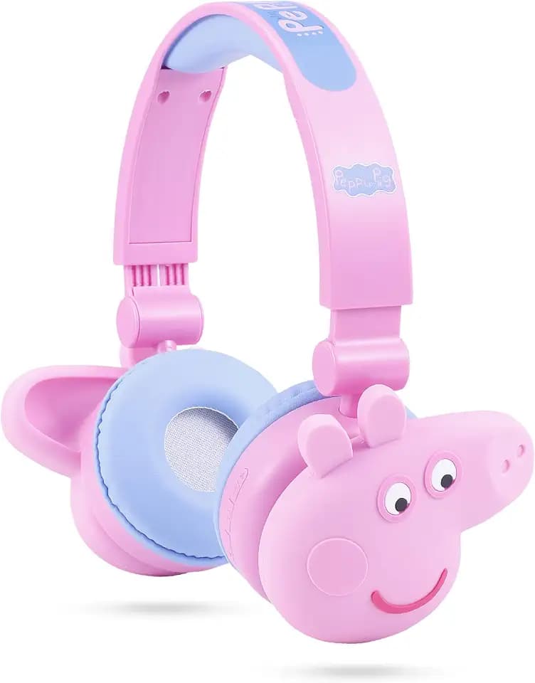 Peppa Pig - Kids Bluetooth Headphones, Wireless & Wired Over-Ear Headphones with Safe Volume, Adjustable Headband, Rechargeable Battery & Stereo Sound – Perfect for School, Home, & Travel
