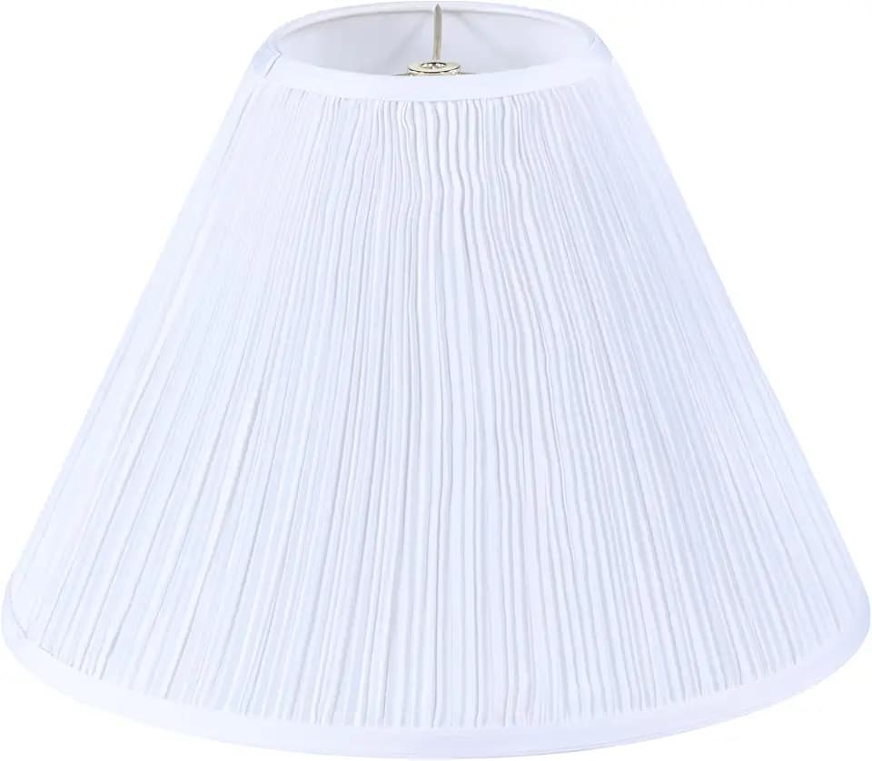 Aspen Creative 33196, Hardback Empire Transitional Spider Lamp Shade, Mushroom Pleated White Faux Silk Fabric, 6" Top x 16" Bottom x 12" Slant Height