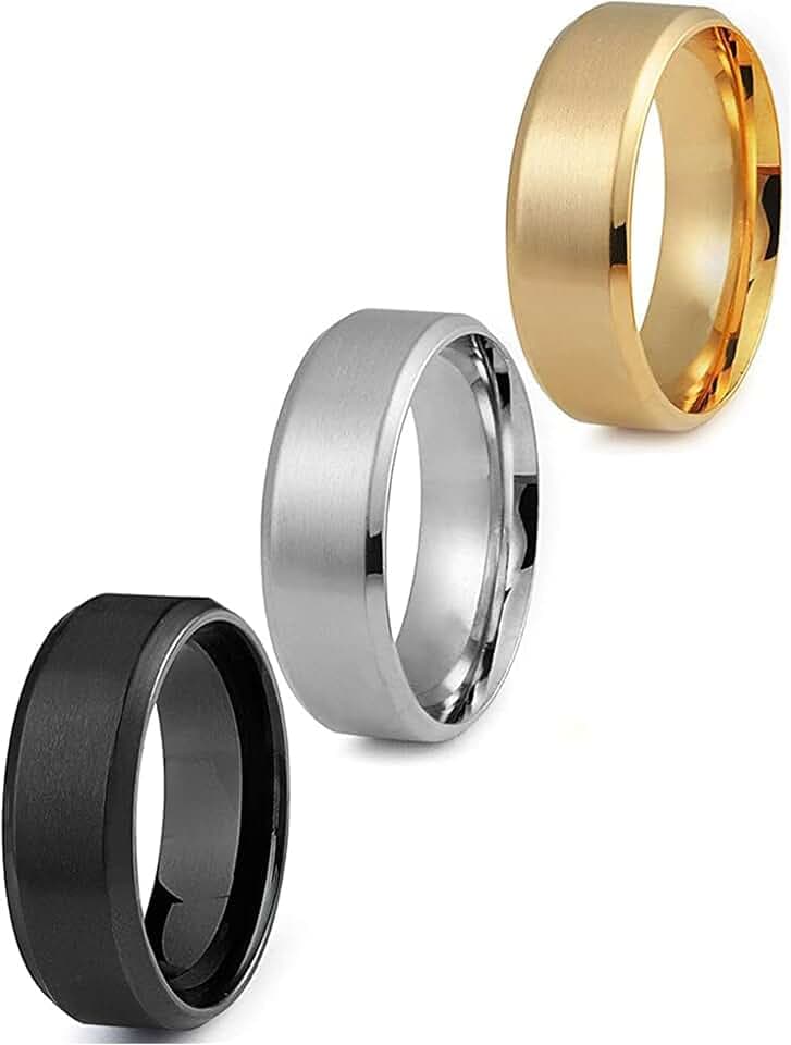 Jstyle 3Pcs Stainless Steel Rings for Mens Wedding Bands Ring Size 6-14