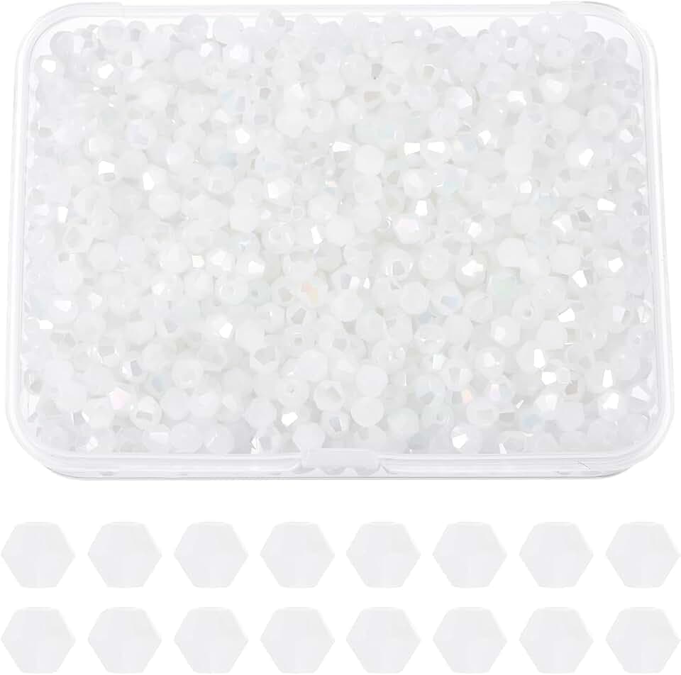 PATIKIL 1000 Stück Facettierte Glasperlen 4mm Reinweiß AB