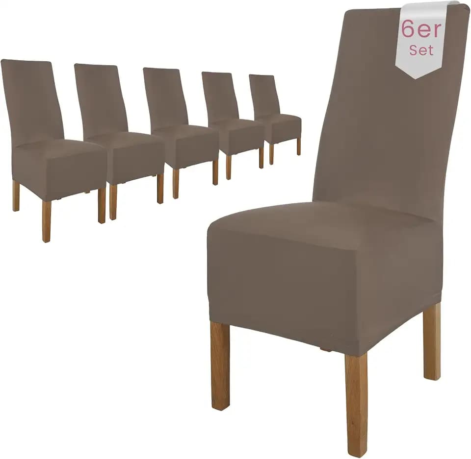 Scheffler Home Stuhlhussen 6er Set in Taupe Stretch Lena