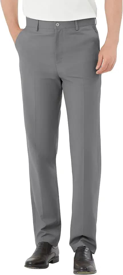 Men's Classic Fit Flex Flat Front Dress Pants Formal Pants Business Office