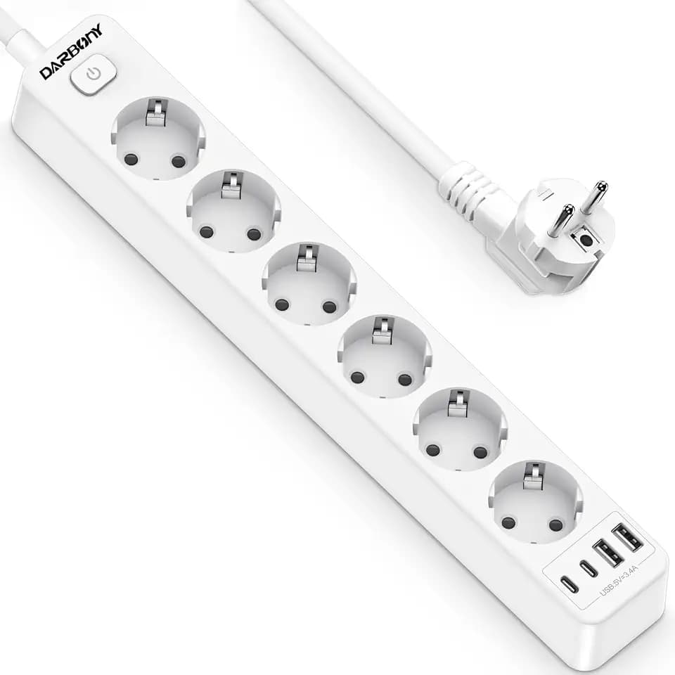 Steckdosenleiste 4 USB,6 Fach Mehrfachsteckdose mit Schalter Power Strip