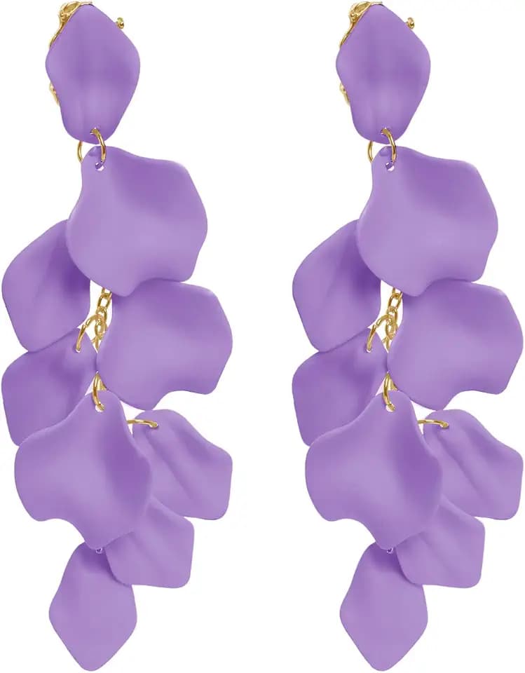Rbenxia Women Long Acrylic Rose Petal Dangle Earrings Rose Flower Earrings