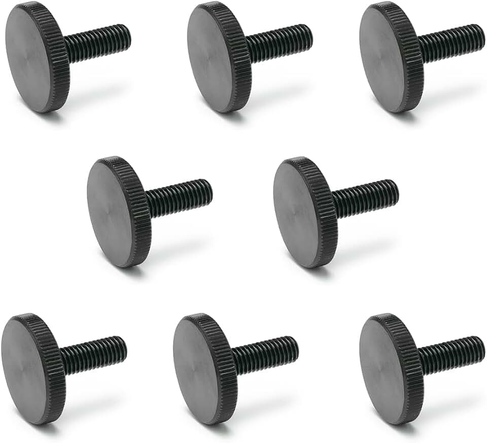 Ganter Normelemente | Flache Rändelschrauben | Rändelschrauben (niedrige Form) | DIN 653-M6-20 | 8 Stück | Stahl brüniert | Gewinde: M6x20