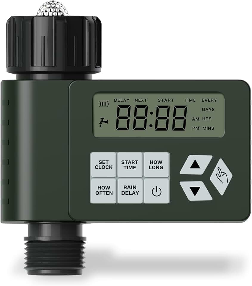 Hose Faucet Water Timer for Outdoor Garden, Ortis Programmable Sprinkler Timer with Rain Delay/Manual/Automatic Mode, IP67 Leak-Proof Design for Lawn Yard, 1 Outlet