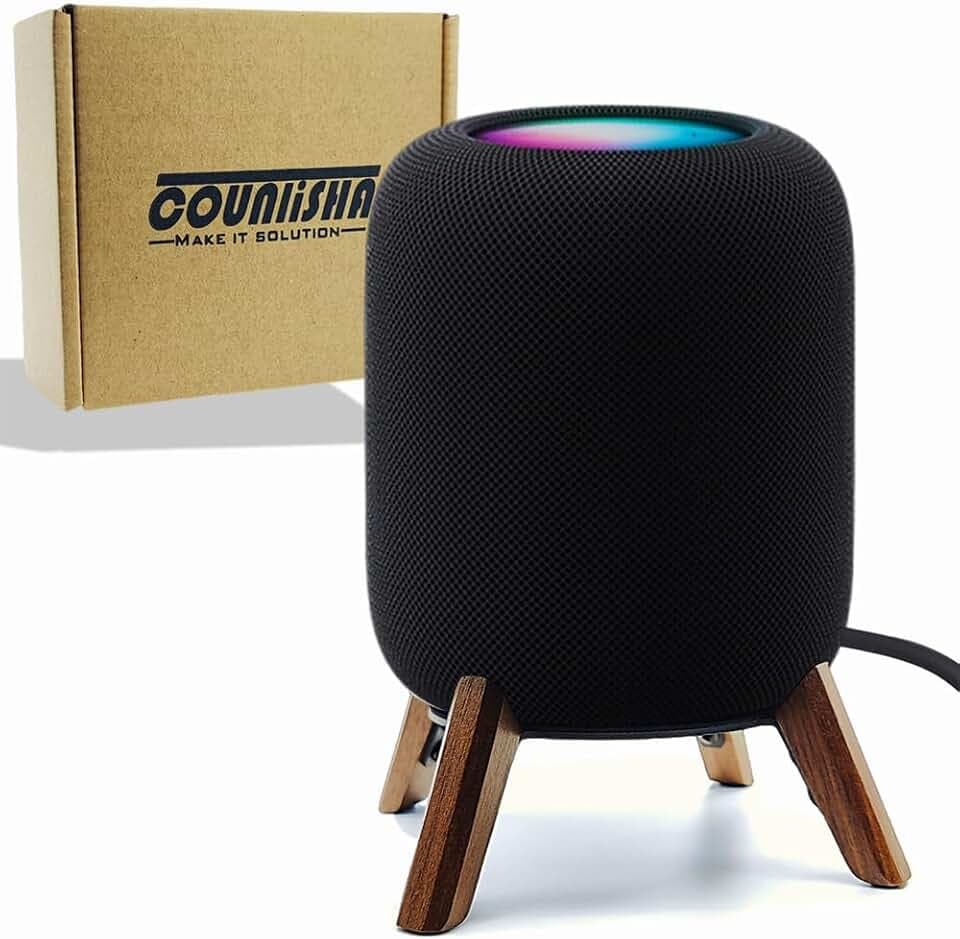 Real Wood Stand for homepod 2nd gen 2023,Tripod Accessories Protect Speaker Sound Better,Secure Stable Wooden Mount Holder for Home pod 2nd gen (Walnut)