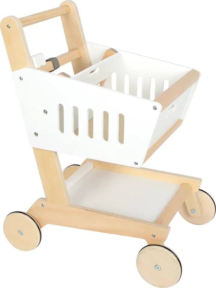 small foot Einkaufswagen aus Holz „Fresh“, Stabiler Spiel-Einkaufswagen mit Kindersitz, für Kaufladen und Kinderküche, für Kinder ab 2 Jahren, 12836