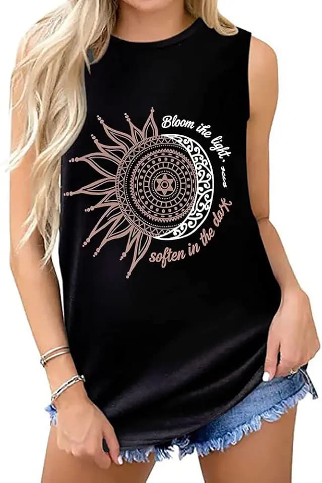 Womens Tank Tops Summer T Shirts Sleeveless Casual Loose Tunic Blouses 2026