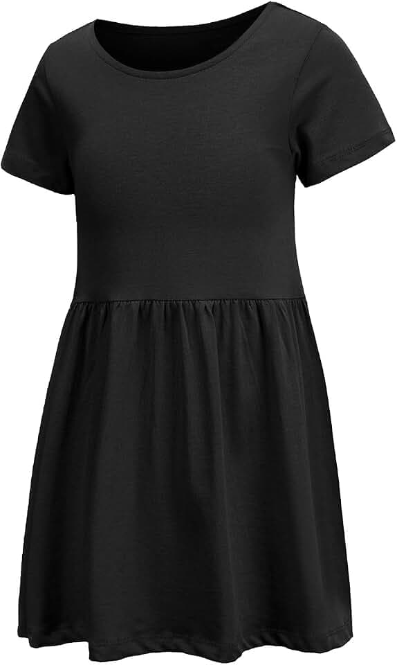 Aisyee Mädchenkleid, einfarbig, für Kinder, Baumwolle, Freizeitkleider, Alter 2–14 Jahre