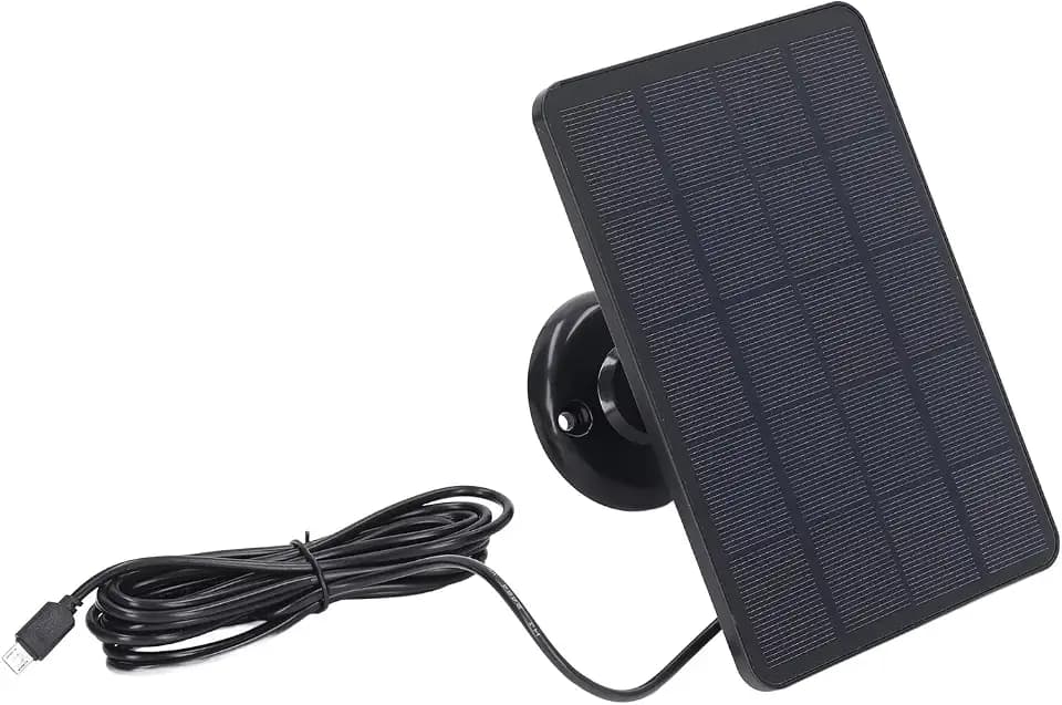 5V Solarpanel für überwachungskamera, Wasserdichtes 4W Solar Ladegerät, Micro USB Kamera Lade Solar Panel mit 360° Verstellbarer Montage (Schwarz)