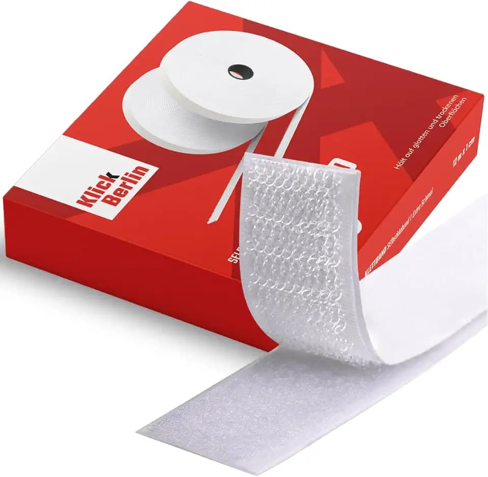Klettband selbstklebend Extra Schmal | 1 cm x 8 m | Klett Klebeband klebt auf vielen Flächen | Klettverschluss | 10 mm breit, 8 Meter lang | Weiß
