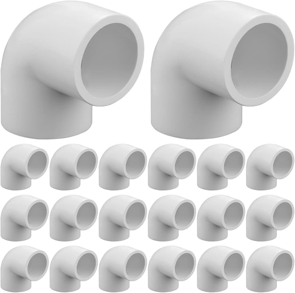 20-Pack 1/2" 90 Degree Elbow PVC Fittings, Furniture Grade Pipe Fittings 90 Degree Elbow for SCH40 PVC Pipe, UV Resistant, Pipe Connectors for All DIY Structure and Frames